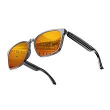 Load image into Gallery viewer, Black_frame_smart_sunglasses_with_orange_lenses_1