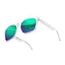 Load image into Gallery viewer, White_frame_smart_sunglasses_with_green_lenses_1