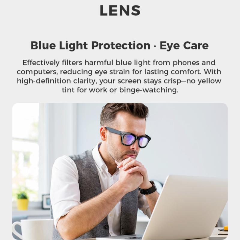 Maznviso M01 Smart Camera Glasses | HD Video | Surround Sound | Blue Light Blocking