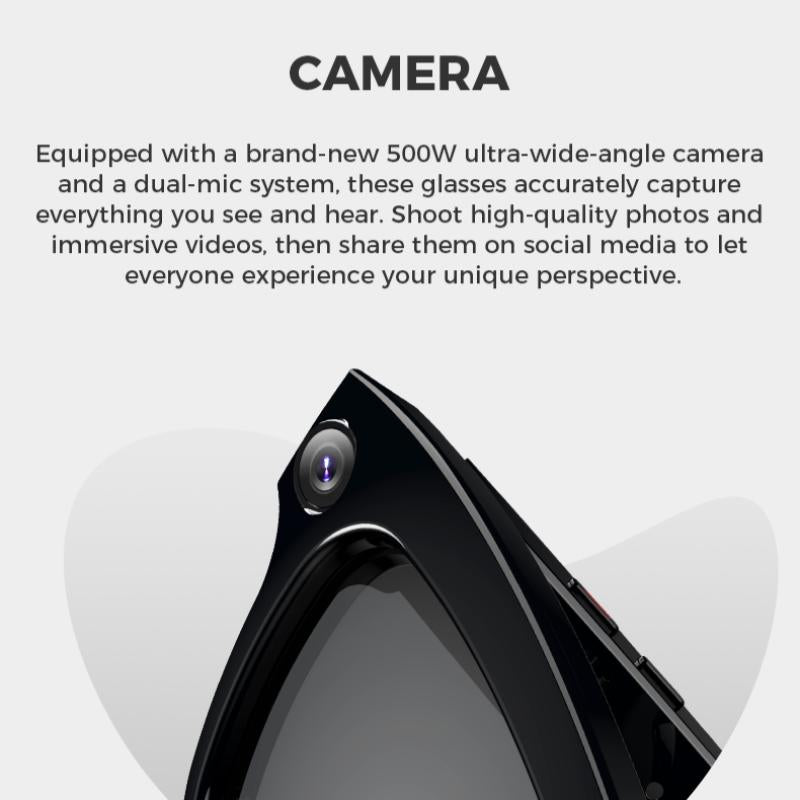 Maznviso M01 Smart Camera Glasses | HD Video | Surround Sound | Blue Light Blocking
