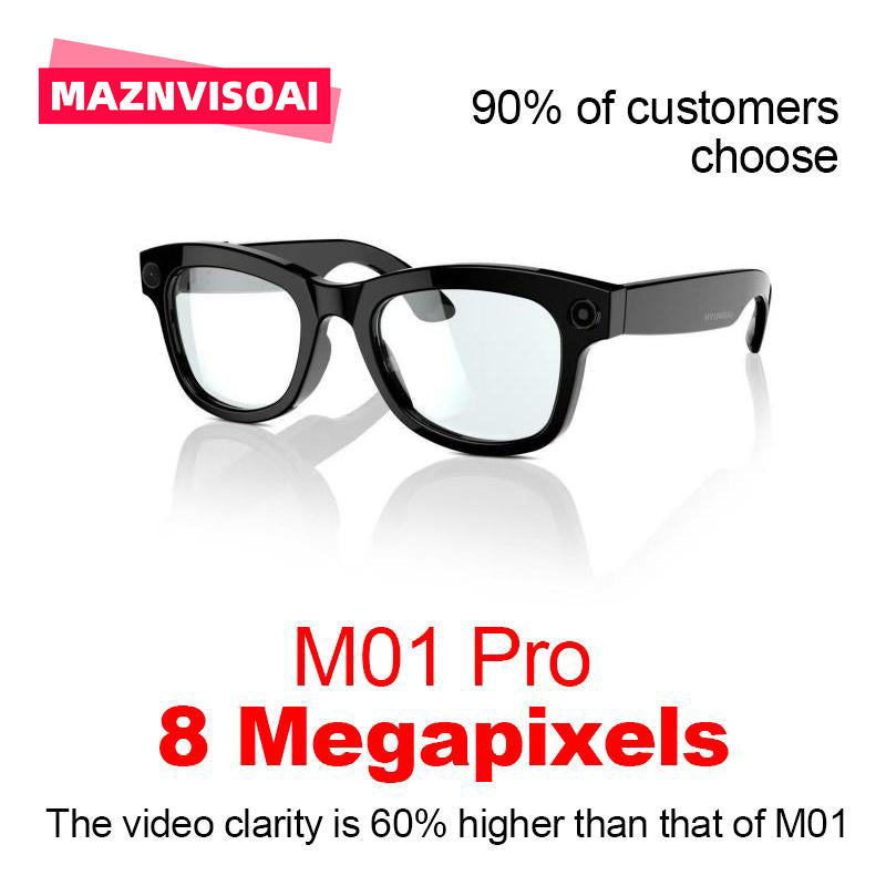 Maznviso M01 Smart Camera Glasses | HD Video | Surround Sound | Blue Light Blocking
